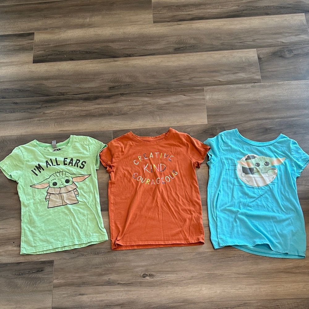 Girls Graphic T-Shirt - Green, Orange, and Blue, size 7/8